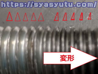 ねじ山の変形